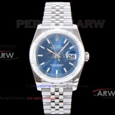 ARF Swiss 3135 Rolex Datejust Blue Dial 36mm 904L Stainless Steel Jubilee Bracelet Watch